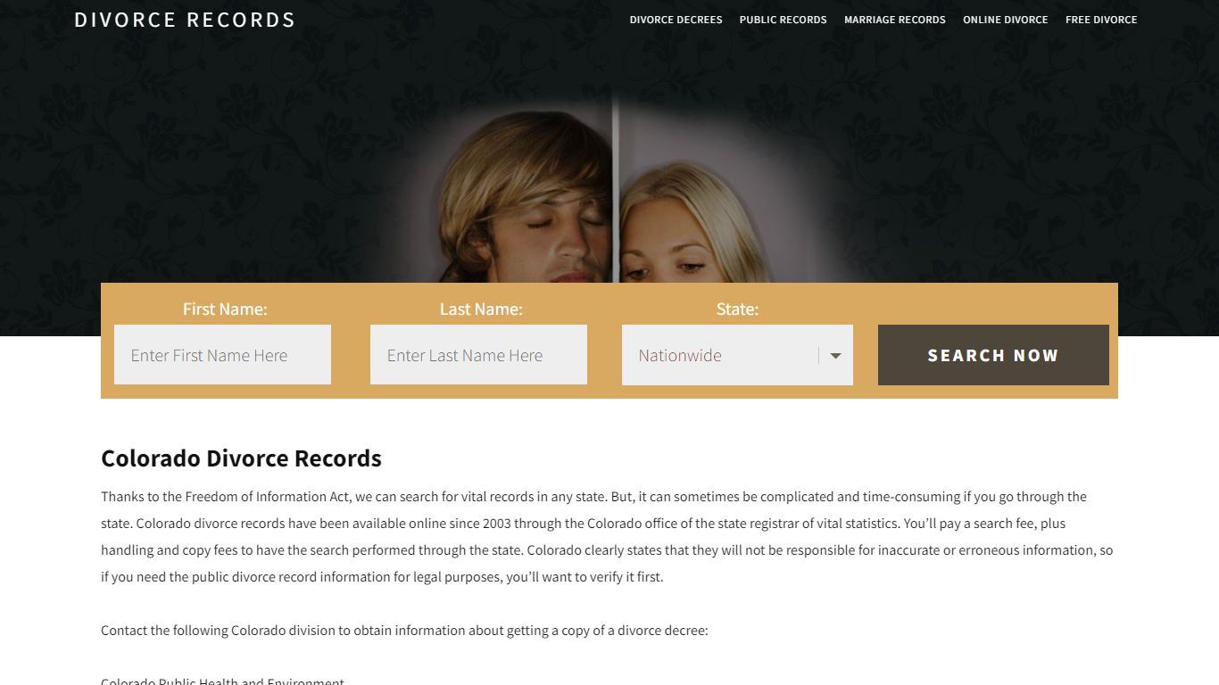 Colorado Divorce Records | Enter Name & Search | 14 Days FREE